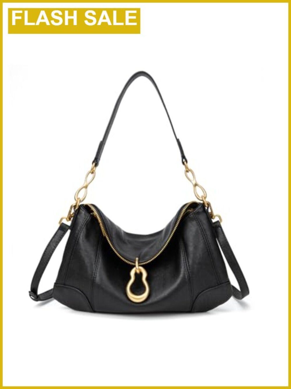 PU Leather Hobo Shoulder Bag Small With Gold Tone Hardware - Fits iPhone 16 Pro